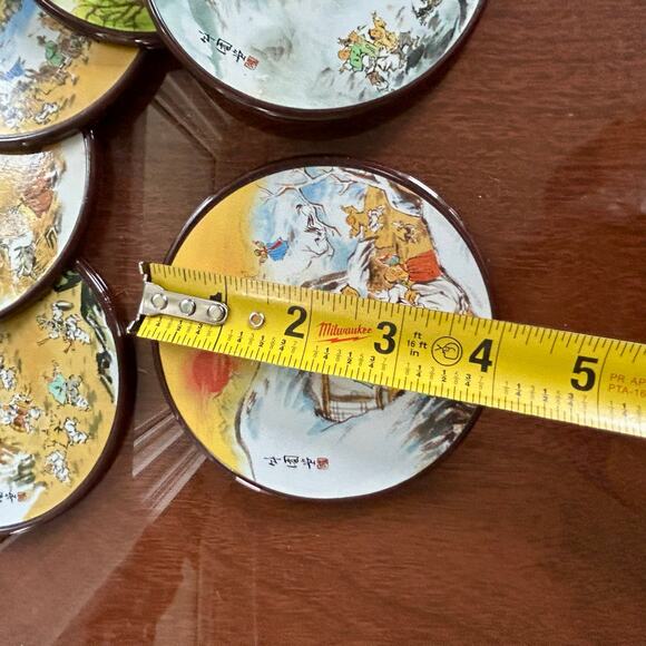 Set of 6 Vintage Korean Art Coasters – Yeon See Hee Folk Scene Series - Picture 10 of 10